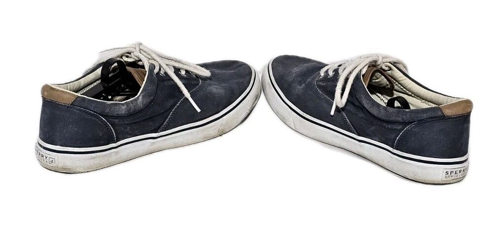 Sperry Top-Sider Striper II CVO Navy Salt-Washed Canvas Sneakers Men's 13W Wide - Picture 4 of 10